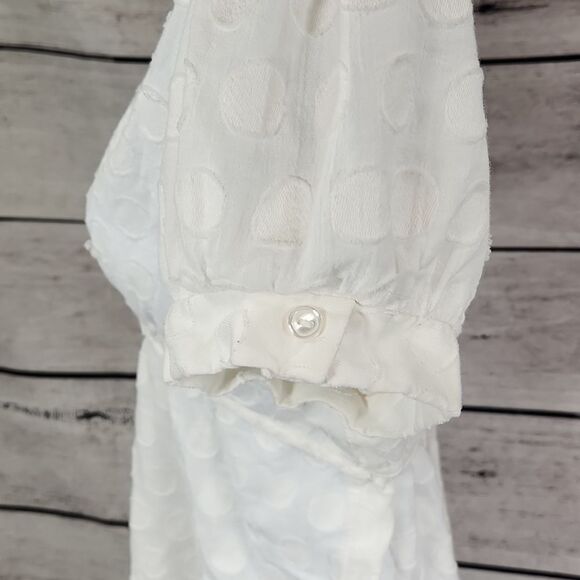 🐞Blue Sketch White Polka Dot Print Top Large - Picture 7 of 16